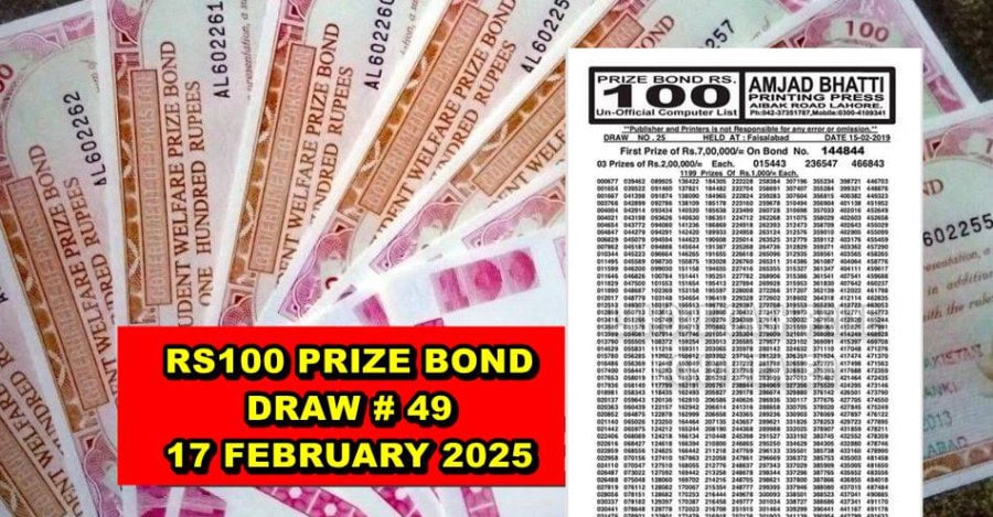 100 Prize Bond Full Draw List Pdf Download 17 Feb 2025