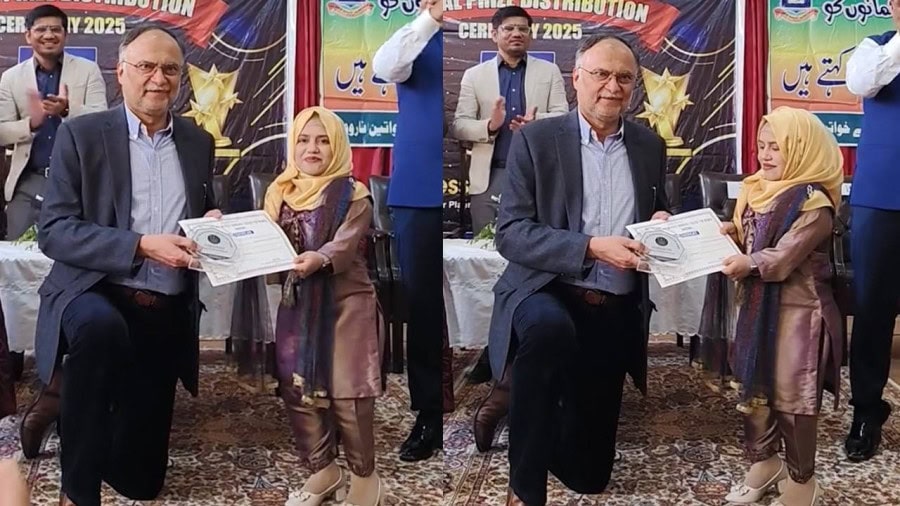 Minister Ahsan Iqbals Gesture Of Respect For Teacher Wins Over Social Media