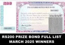 200 Prize Bond Full Winners List 17 March 2025 Pdf Download