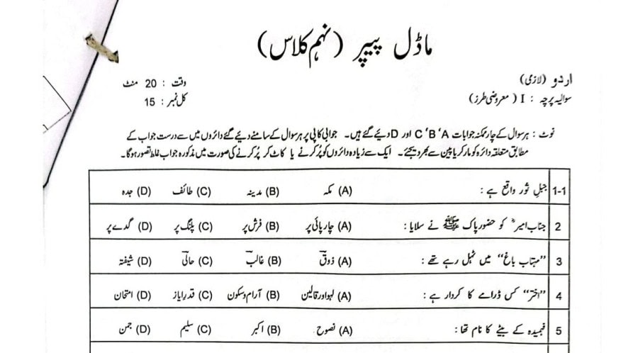 Class 9th Latest Model Paper Urdu Compulsory For Exams 2025
