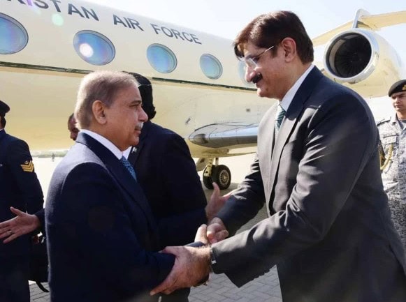 Pm Shehbaz Sharif Arrives In Karachi For A Day Long Visit