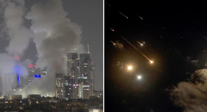 Tel Aviv Skies Light Up As Iran Fires Over 100 Rockets In Massive Assault